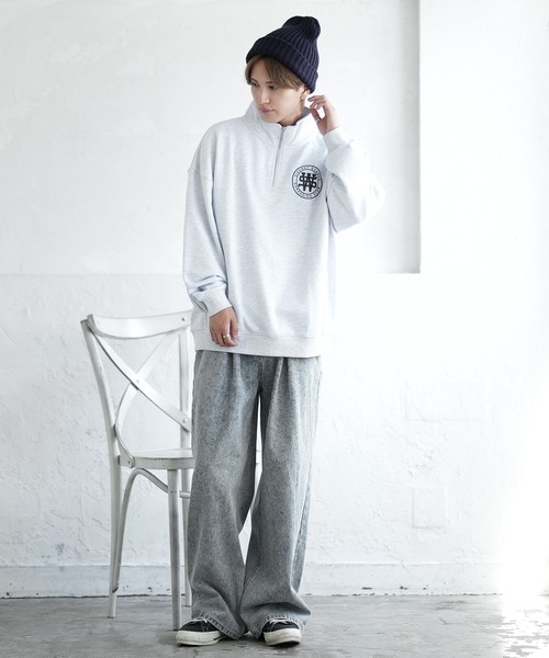 SIDEWAY STANCE(サイドウェイスタンス)の「【SIDEWAY STANCE】刺しゅう スウェット ハーフジップトレーナー(スウェット・メンズ・ブラック/ライトグレー系1/ネイビー系/ネイビー系1/ブラック系1/ライトグレー系/ライトグレー/ブラック系/ネイビー・LARGE/MEDIUM/SMALL/X-LARGE)」の15枚目の写真