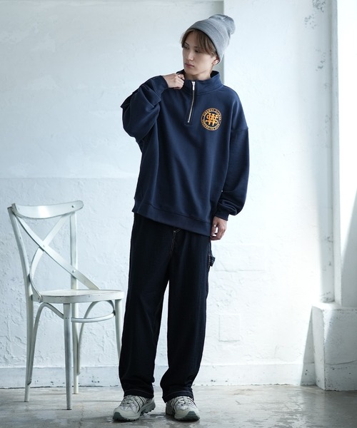 SIDEWAY STANCE(サイドウェイスタンス)の「【SIDEWAY STANCE】刺しゅう スウェット ハーフジップトレーナー(スウェット・メンズ・ブラック/ライトグレー系1/ネイビー系/ネイビー系1/ブラック系1/ライトグレー系/ライトグレー/ブラック系/ネイビー・LARGE/MEDIUM/SMALL/X-LARGE)」の18枚目の写真