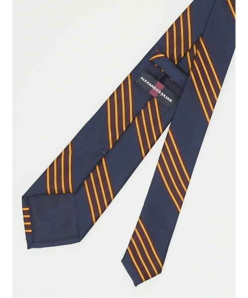 Alexander Julian（アレキサンダージュリアン）の「アレキサンダージュリアン シルク混 ネクタイ＆タイバーセット 眼鏡ストライプ（ネクタイ・メンズ・ネイビー・FREE）」の11枚目の写真