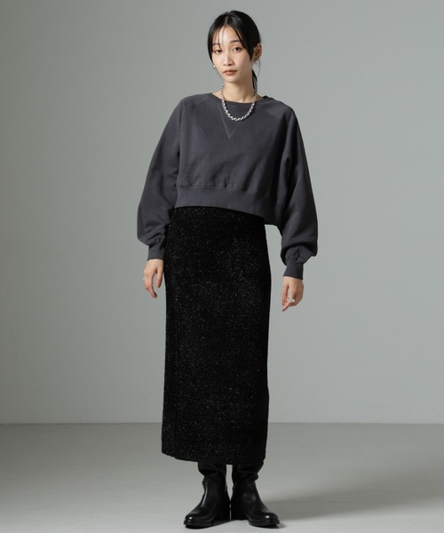 NANO universe（ナノユニバース）の「ショートスウェットプルオーバー（スウェット・レディース・グリーン/ベージュ/チャコール・FREE）」の21枚目の写真