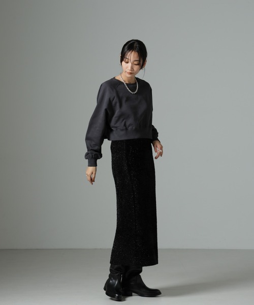 NANO universe（ナノユニバース）の「ショートスウェットプルオーバー（スウェット・レディース・グリーン/ベージュ/チャコール・FREE）」の22枚目の写真