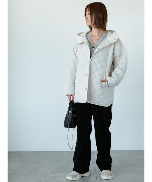Lugnoncure（ルノンキュール）の「フード付キルトミドルコート（その他アウター・レディース・カーキ/ブラック/オフホワイト/ネイビー・F）」の13枚目の写真