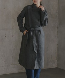 slattgir（スラットジール）の「高身長 　ニットメルトンスタンドネックロングコート（トールサイズ）（ステンカラーコート）」