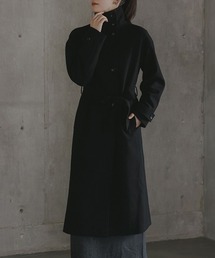 slattgir（スラットジール）の「高身長 　ニットメルトンスタンドネックロングコート（トールサイズ）（ステンカラーコート）」