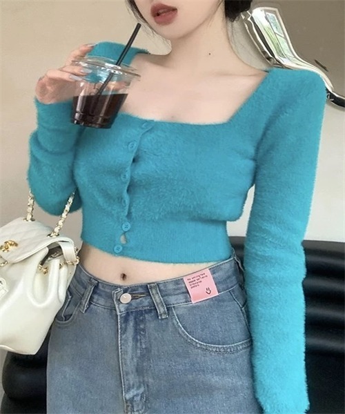 FREE STYLISTS(フリー スタイリスト)の「ショートシャギーニットカーディガン(カーディガン/ボレロ・レディース・ホワイト/ブルー/ブラック/カーキ/ブラウン・FREE)」の5枚目の写真