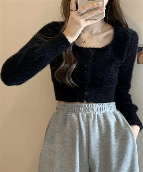 FREE STYLISTS(フリー スタイリスト)の「ショートシャギーニットカーディガン(カーディガン/ボレロ・レディース・ホワイト/ブルー/ブラック/カーキ/ブラウン・FREE)」の12枚目の写真