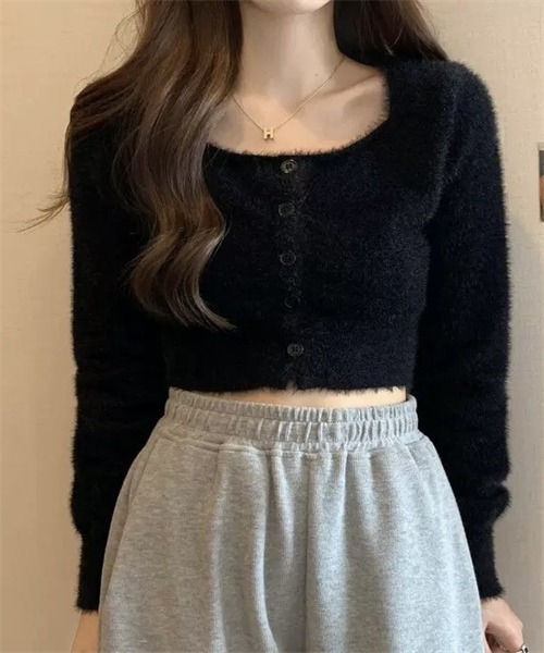 FREE STYLISTS(フリー スタイリスト)の「ショートシャギーニットカーディガン(カーディガン/ボレロ・レディース・ホワイト/ブルー/ブラック/カーキ/ブラウン・FREE)」の11枚目の写真
