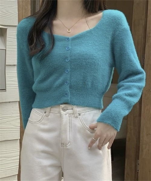 FREE STYLISTS(フリー スタイリスト)の「ショートシャギーニットカーディガン(カーディガン/ボレロ・レディース・ホワイト/ブルー/ブラック/カーキ/ブラウン・FREE)」の19枚目の写真