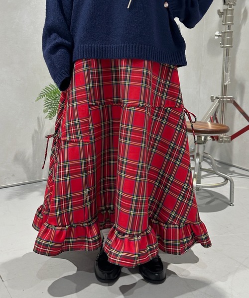 kutir（クティール）の「【2サイズ展開】アソートダブルリボンフリルスカート（スカート・レディース・ネイビー/レッド/ブラック/チャコールグレー/ブラック系その他/ブルー/イエロー/グリーン・MEDIUM/LARGE）」の21枚目の写真