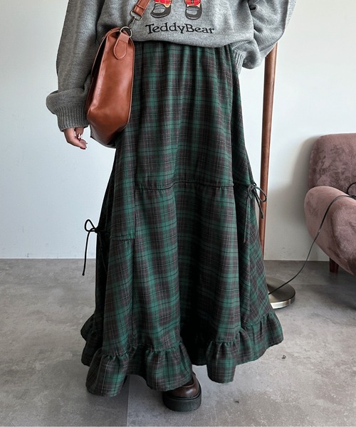 kutir（クティール）の「【2サイズ展開】アソートダブルリボンフリルスカート（スカート・レディース・ネイビー/レッド/ブラック/チャコールグレー/ブラック系その他/ブルー/イエロー/グリーン・MEDIUM/LARGE）」の20枚目の写真