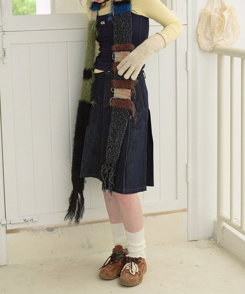 レトロボーダーシャギーMIX細マフラー（マフラー）｜LYEON（リヨン）の