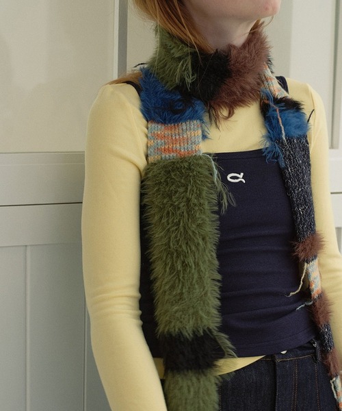 レトロボーダーシャギーMIX細マフラー（マフラー）｜LYEON（リヨン）の