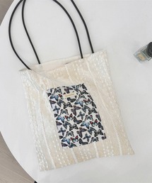 レース刺繍ポケットトートバッグ