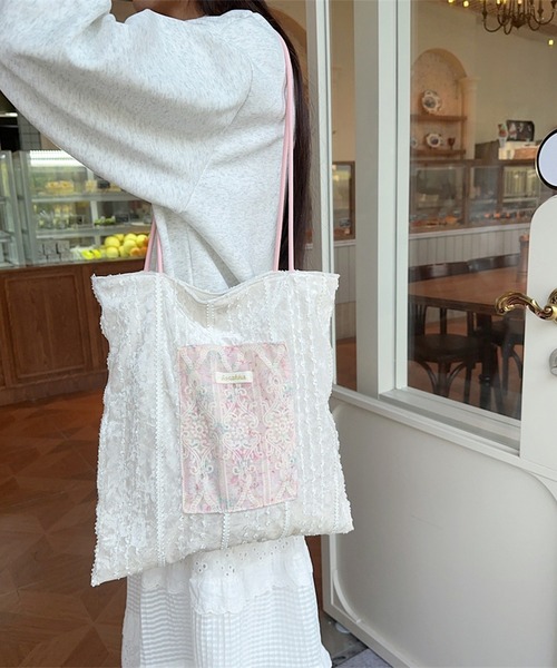 MAO♡レース被布 セール】レース刺繍ポケットトートバッグ（トートバッグ）｜aimoha
