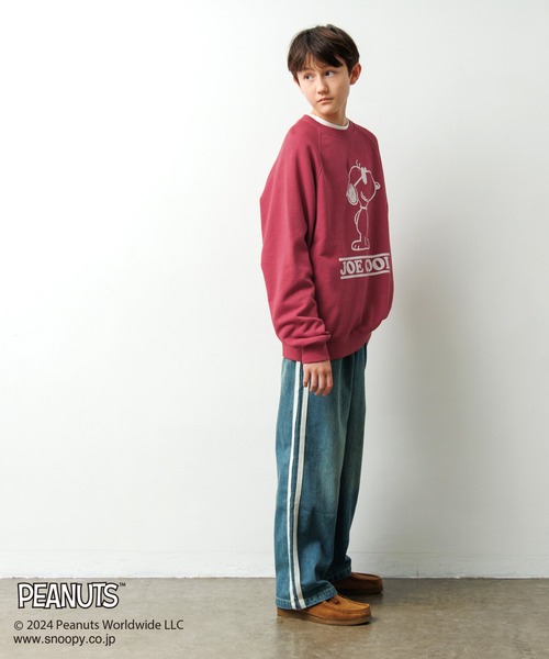 GLAZOS（グラソス）の「【大人向けサイズあり】【PEANUTS】ジョークール ラグラントレーナー（スウェット・キッズ・ブラウン/レッド/ベージュ・M/S/LL/L）」の5枚目の写真