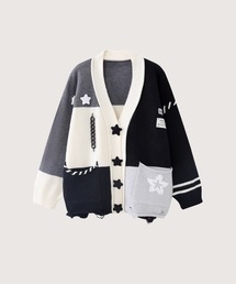 LA POMME petit(|~Ev`)̃X^[`[t`F[fRJ[fBK Star Motif Chain Deco Cardigan(J[fBK/{)