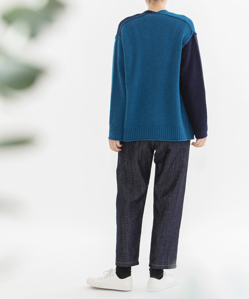 【セール】コットンリネンペグトップゆるスリムデニム（デニムパンツ）｜nop de nod（ノップドゥノッド）