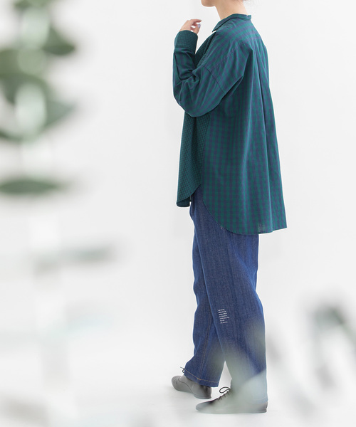 【セール】コットンリネンペグトップゆるスリムデニム（デニムパンツ）｜nop de nod（ノップドゥノッド）