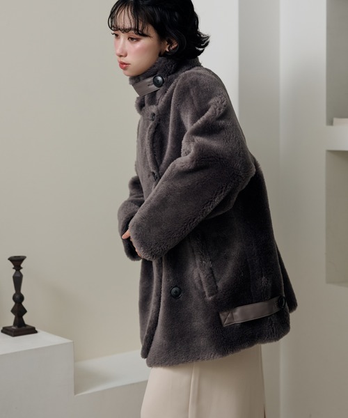 B3 boa jacket /スタンドカラーボアミドルジャケット（その他アウター