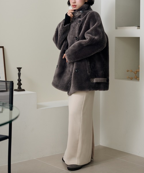 LAULEN スタンドカラーファーミドルジャケット B3 boa jacket /スタンドカラーファーミドルジャケット（その他