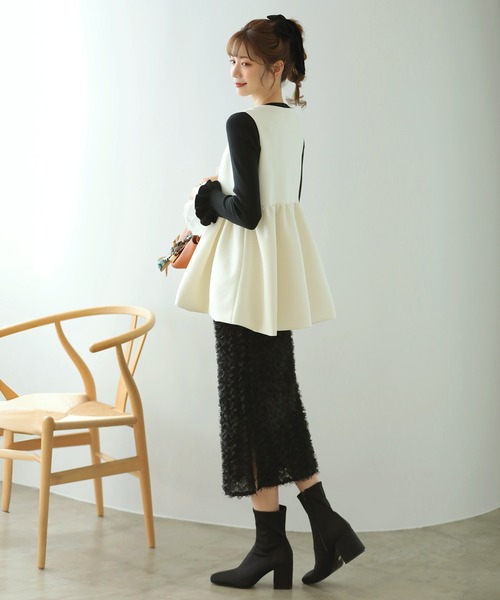 MERAKI（メラキ）の「リボンペプラムジレ（ベスト・レディース・ブラック/ホワイト・FREE）」の13枚目の写真