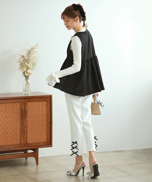 MERAKI（メラキ）の「リボンペプラムジレ（ベスト・レディース・ブラック/ホワイト・FREE）」の19枚目の写真