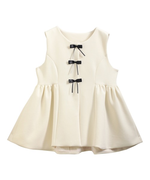 MERAKI（メラキ）の「リボンペプラムジレ（ベスト・レディース・ブラック/ホワイト・FREE）」の6枚目の写真