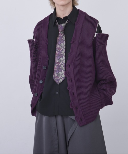 セール】ショルダージップダメージカーディガン（カーディガン/ボレロ