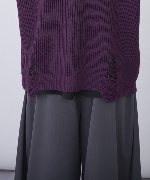 Ellno Loset（エルノロゼット）の「ショルダージップダメージカーディガン（カーディガン/ボレロ・メンズ・パープル/ブラック・LARGE/SMALL/MEDIUM）」の16枚目の写真