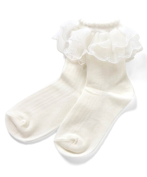 apres les cours(アプレレクール)の「オーガンジーレースソックス(ソックス/靴下・キッズ・ネイビー/オフホワイト・12/15 /18/21)」の9枚目の写真