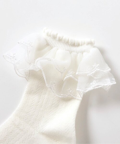 apres les cours(アプレレクール)の「オーガンジーレースソックス(ソックス/靴下・キッズ・ネイビー/オフホワイト・12/15 /18/21)」の10枚目の写真