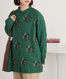 EMAGO 花ドット刺繍チュニックシャツ