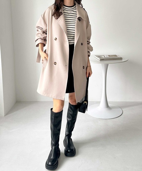 GeeRA（ジーラ）の「キャンディースリーブミドル丈Ａライントレンチコート（トレンチコート・レディース・アイボリー/ベージュ・LARGE/X-LARGE/MEDIUM）」の5枚目の写真