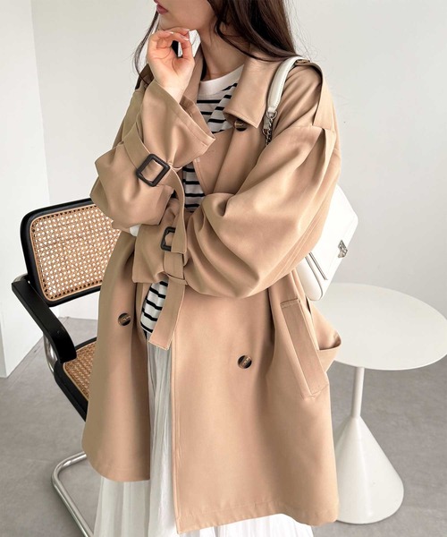 GeeRA（ジーラ）の「キャンディースリーブミドル丈Aライントレンチ