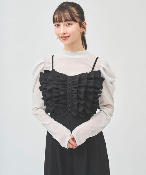 sowaリネンサロペット フリル リボン sowaリネンサロペット フリル リボン