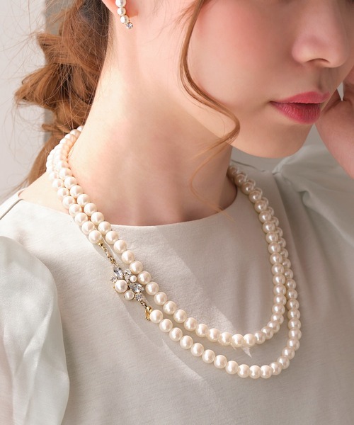 ブルーミングロングパールネックレス/2wayデザイン/全長:105.5cm