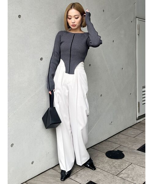 MURUA（ムルーア）の「【セットアップ対応】センプレワイドパンツ（スラックス・レディース・モカ/ライトグレー/ピンク/グレー/ブラック・1/2）」の7枚目の写真