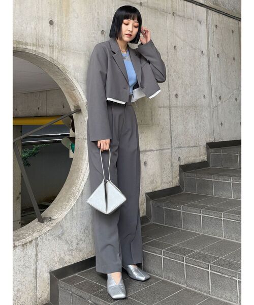 MURUA（ムルーア）の「【セットアップ対応】センプレワイドパンツ（スラックス・レディース・モカ/ライトグレー/ピンク/グレー/ブラック・1/2）」の9枚目の写真