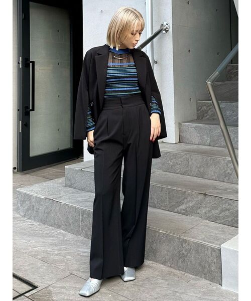 MURUA（ムルーア）の「【セットアップ対応】センプレワイドパンツ（スラックス・レディース・モカ/ライトグレー/ピンク/グレー/ブラック・1/2）」の14枚目の写真