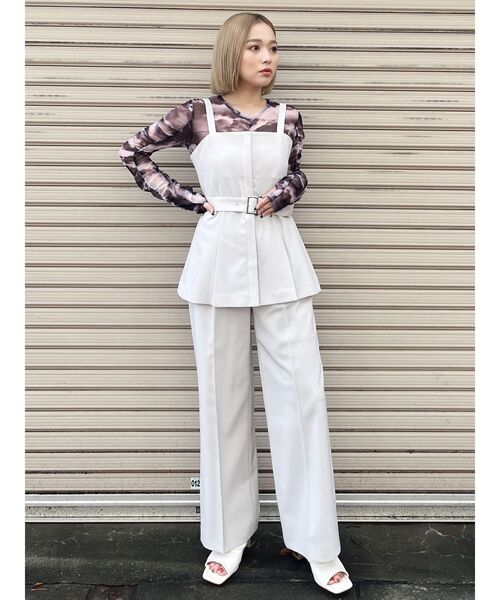 MURUA（ムルーア）の「【セットアップ対応】センプレワイドパンツ（スラックス・レディース・モカ/ライトグレー/ピンク/グレー/ブラック・1/2）」の16枚目の写真