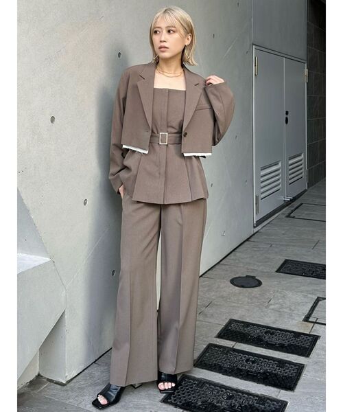 MURUA（ムルーア）の「【セットアップ対応】センプレワイドパンツ（スラックス・レディース・モカ/ライトグレー/ピンク/グレー/ブラック・1/2）」の18枚目の写真