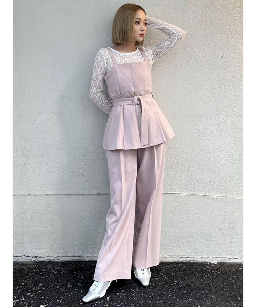 MURUA（ムルーア）の「【セットアップ対応】センプレワイドパンツ（スラックス・レディース・モカ/ライトグレー/ピンク/グレー/ブラック・1/2）」の21枚目の写真