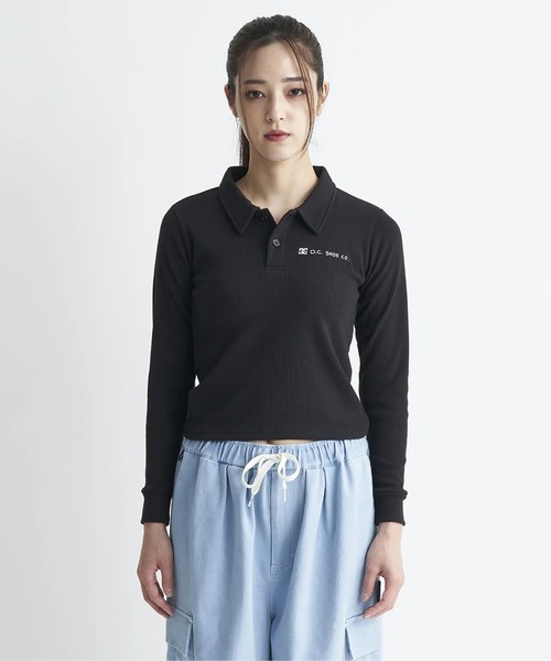 DC SHOES（ディーシーシューズ）の「24 WS TELECO SHORT P/DCレディースショート丈ポロシャツ（ポロシャツ・レディース・グレー/ブラック/マルチ・SMALL/MEDIUM）」の2枚目の写真