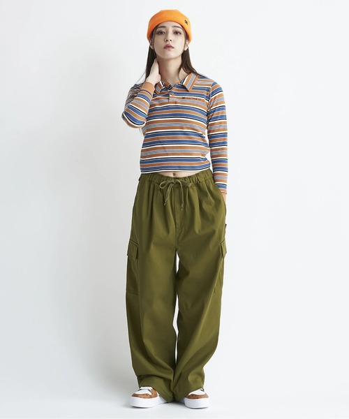 DC SHOES（ディーシーシューズ）の「24 WS TELECO SHORT P/DCレディースショート丈ポロシャツ（ポロシャツ・レディース・グレー/ブラック/マルチ・SMALL/MEDIUM）」の4枚目の写真
