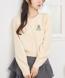 クルーネック刺繍カーデ