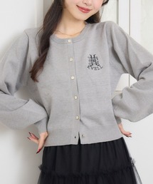 クルーネック刺繍カーデ