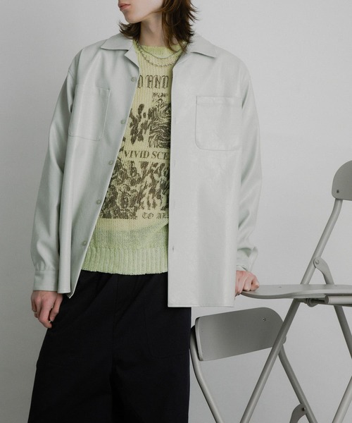 SENSE OF PLACE by URBAN RESEARCH（センスオブプレイスバイアーバンリサーチ）の「FLオープンカラールーズシャツ（シャツ/ブラウス・メンズ・チャコールグレー/ライトベージュ・MEDIUM/LARGE）」の2枚目の写真