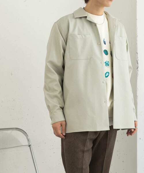 SENSE OF PLACE by URBAN RESEARCH（センスオブプレイスバイアーバンリサーチ）の「FLオープンカラールーズシャツ（シャツ/ブラウス・メンズ・チャコールグレー/ライトベージュ・MEDIUM/LARGE）」の16枚目の写真