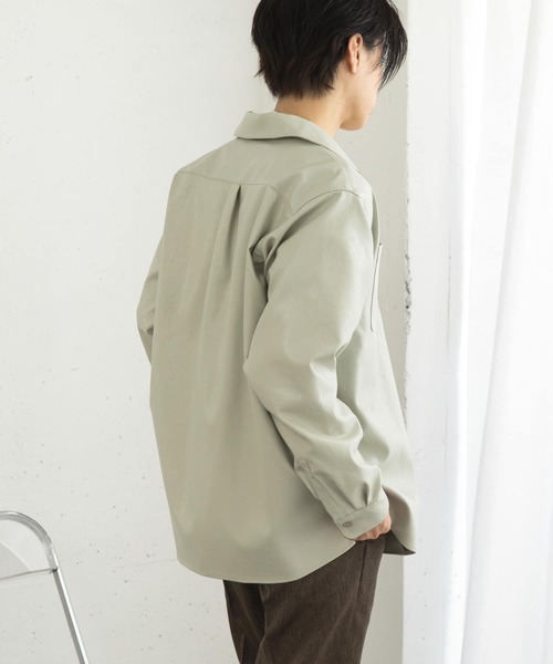 SENSE OF PLACE by URBAN RESEARCH（センスオブプレイスバイアーバンリサーチ）の「FLオープンカラールーズシャツ（シャツ/ブラウス・メンズ・チャコールグレー/ライトベージュ・MEDIUM/LARGE）」の6枚目の写真