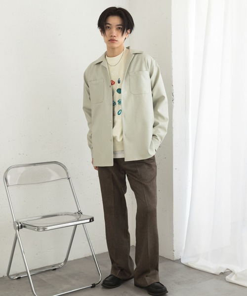 SENSE OF PLACE by URBAN RESEARCH（センスオブプレイスバイアーバンリサーチ）の「FLオープンカラールーズシャツ（シャツ/ブラウス・メンズ・チャコールグレー/ライトベージュ・MEDIUM/LARGE）」の8枚目の写真